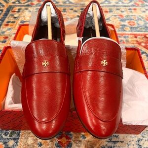 Tory Burch Red Leather Loafers